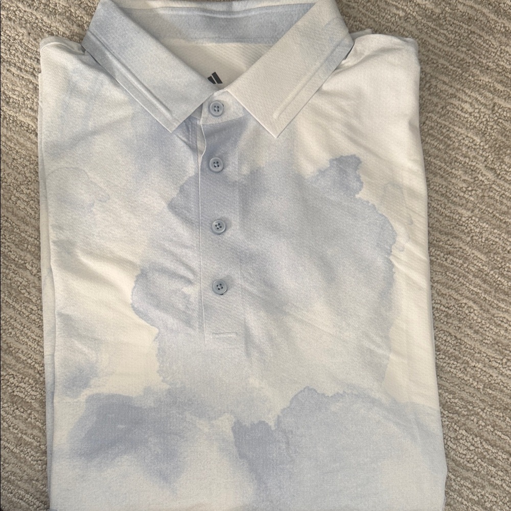 Men's Blue and White Polo Shirt